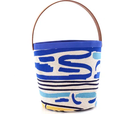Pre-owned Hermes  Hermes Petit H Bucket Bag Printed Canvas In Blue