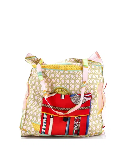 Pre-owned Pre-owned Hermes  Hermes Petit H Tote Printed Silk