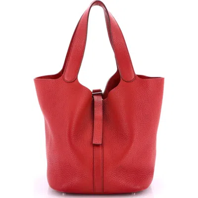 Pre-owned Hermes  Hermes Picotin Bag Clemence Gm In Red