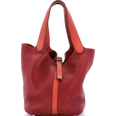 Pre-owned Hermes  Hermes Picotin Lock Bag Bicolor Clemence Mm In Red