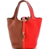 Pre-owned Hermes  Hermes Picotin Lock Bag Bicolor Clemence Pm In Brown