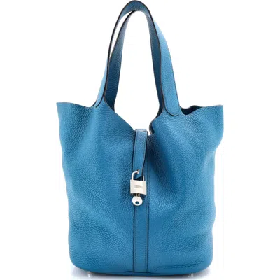 Pre-owned Hermes  Hermes Picotin Lock Bag Clemence Gm In Blue