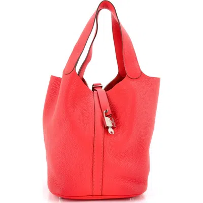 Pre-owned Hermes  Hermes Picotin Lock Bag Clemence Gm In Red