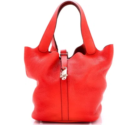 Pre-owned Hermes  Hermes Picotin Lock Bag Clemence Gm In Red