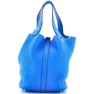 Pre-owned Hermes  Hermes Picotin Lock Bag Clemence Gm In Blue