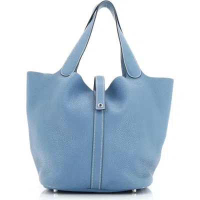 Pre-owned Hermes  Hermes Picotin Lock Bag Clemence Gm In Blue