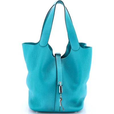 Pre-owned Hermes  Hermes Picotin Lock Bag Clemence Gm In Blue