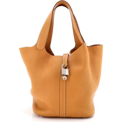 Pre-owned Hermes  Hermes Picotin Lock Bag Clemence Gm In Brown