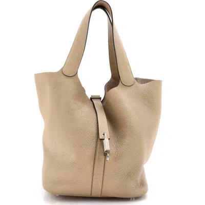 Pre-owned Hermes  Hermes Picotin Lock Bag Clemence Gm In Brown