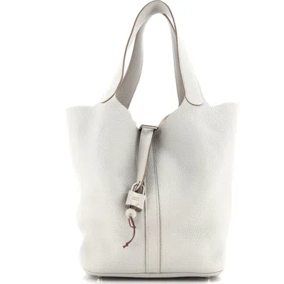 Pre-owned Hermes  Hermes Picotin Lock Bag Clemence Gm In Gray