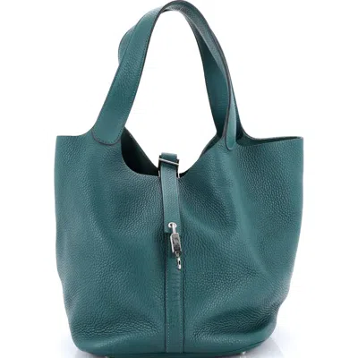 Pre-owned Hermes  Hermes Picotin Lock Bag Clemence Gm In Green