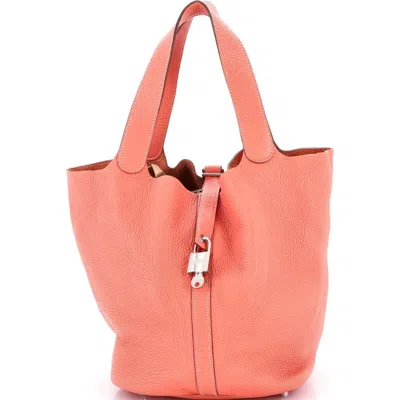 Pre-owned Hermes  Hermes Picotin Lock Bag Clemence Gm In Orange