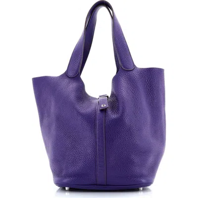 Pre-owned Hermes  Hermes Picotin Lock Bag Clemence Gm In Purple