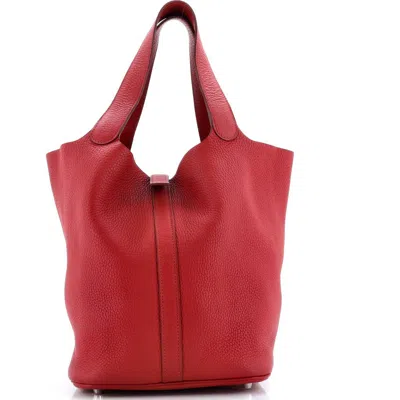 Pre-owned Hermes  Hermes Picotin Lock Bag Clemence Gm In Red