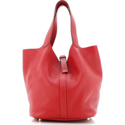 Pre-owned Hermes  Hermes Picotin Lock Bag Clemence Gm In Red