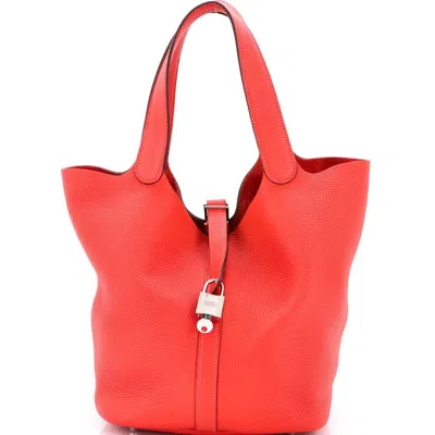 Pre-owned Hermes  Hermes Picotin Lock Bag Clemence Gm In Red