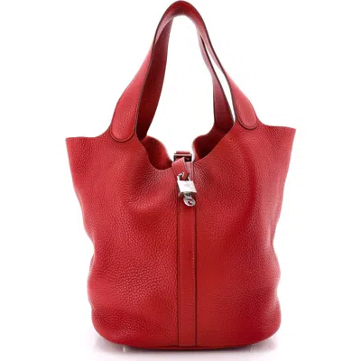 Pre-owned Hermes  Hermes Picotin Lock Bag Clemence Gm In Red