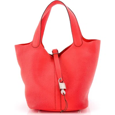 Pre-owned Hermes  Hermes Picotin Lock Bag Clemence Mm In Red