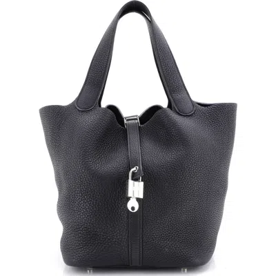 Pre-owned Hermes  Hermes Picotin Lock Bag Clemence Mm In Black