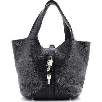 Pre-owned Hermes  Hermes Picotin Lock Bag Clemence Mm In Black