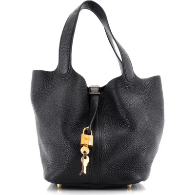 Pre-owned Hermes  Hermes Picotin Lock Bag Clemence Mm In Black