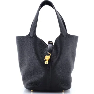 Pre-owned Hermes  Hermes Picotin Lock Bag Clemence Mm In Black