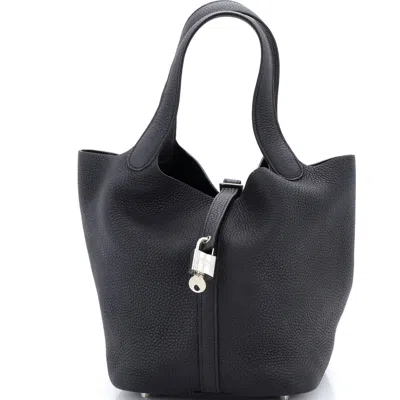 Pre-owned Hermes  Hermes Picotin Lock Bag Clemence Mm In Black