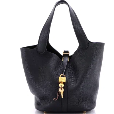 Pre-owned Hermes  Hermes Picotin Lock Bag Clemence Mm In Black