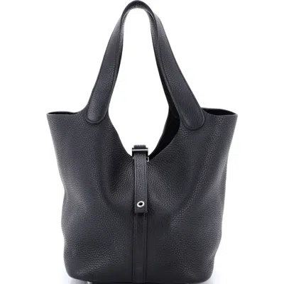 Pre-owned Hermes  Hermes Picotin Lock Bag Clemence Mm In Black