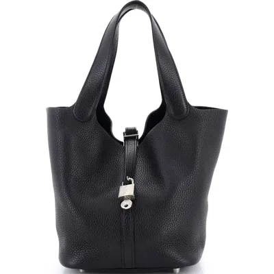 Pre-owned Hermes  Hermes Picotin Lock Bag Clemence Mm In Black