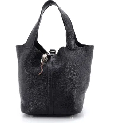 Pre-owned Hermes  Hermes Picotin Lock Bag Clemence Mm In Black