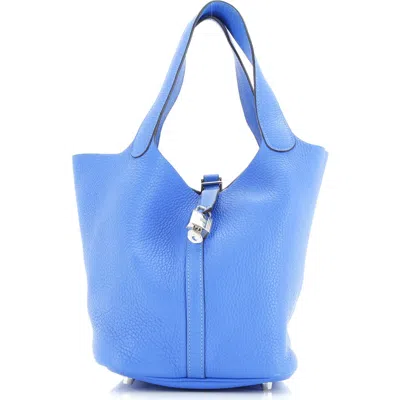 Pre-owned Hermes  Hermes Picotin Lock Bag Clemence Mm In Blue
