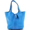 Pre-owned Hermes  Hermes Picotin Lock Bag Clemence Mm In Blue