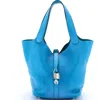 Pre-owned Hermes  Hermes Picotin Lock Bag Clemence Mm In Blue