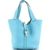 Pre-owned Hermes  Hermes Picotin Lock Bag Clemence Mm In Blue