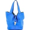 Pre-owned Hermes  Hermes Picotin Lock Bag Clemence Mm In Blue