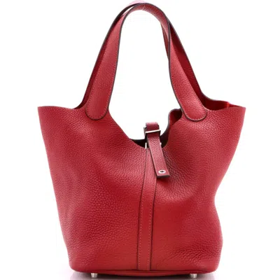 Pre-owned Hermes  Hermes Picotin Lock Bag Clemence Mm In Red