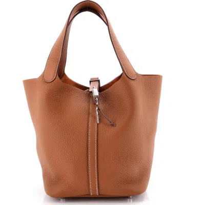 Pre-owned Hermes  Hermes Picotin Lock Bag Clemence Mm In Brown