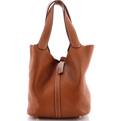 Pre-owned Hermes  Hermes Picotin Lock Bag Clemence Mm In Gold