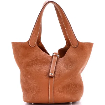 Pre-owned Hermes  Hermes Picotin Lock Bag Clemence Mm In Gold
