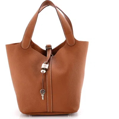Pre-owned Hermes  Hermes Picotin Lock Bag Clemence Mm In Brown