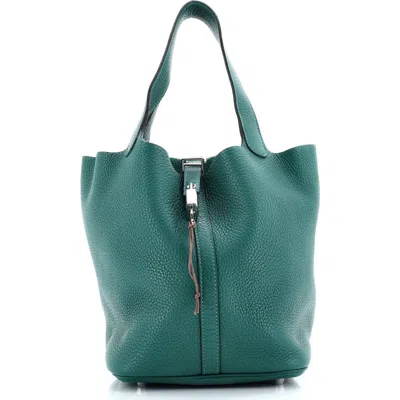 Pre-owned Hermes  Hermes Picotin Lock Bag Clemence Mm In Green