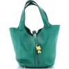 Pre-owned Hermes  Hermes Picotin Lock Bag Clemence Mm In Green