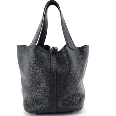 Pre-owned Hermes  Hermes Picotin Lock Bag Clemence Mm In Black