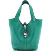Pre-owned Hermes  Hermes Picotin Lock Bag Clemence Mm In Green