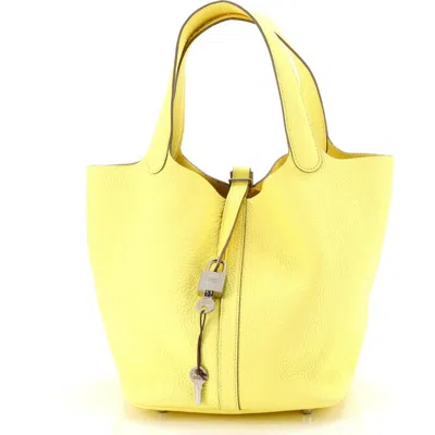 Pre-owned Hermes  Hermes Picotin Lock Bag Clemence Mm In Green