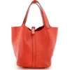 Pre-owned Hermes  Hermes Picotin Lock Bag Clemence Mm In Orange