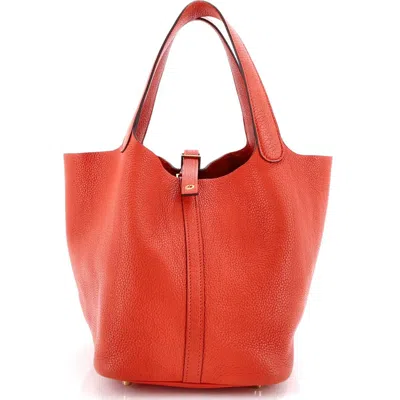 Pre-owned Hermes  Hermes Picotin Lock Bag Clemence Mm In Orange