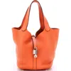 Pre-owned Hermes  Hermes Picotin Lock Bag Clemence Mm In Orange