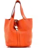 Pre-owned Hermes  Hermes Picotin Lock Bag Clemence Mm In Orange